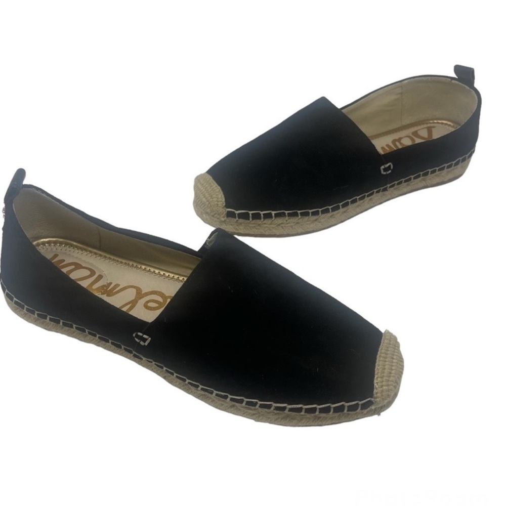Sam Edelman Khloe Black Suede Slip On Espadrille Shoes Flat Size 6.5